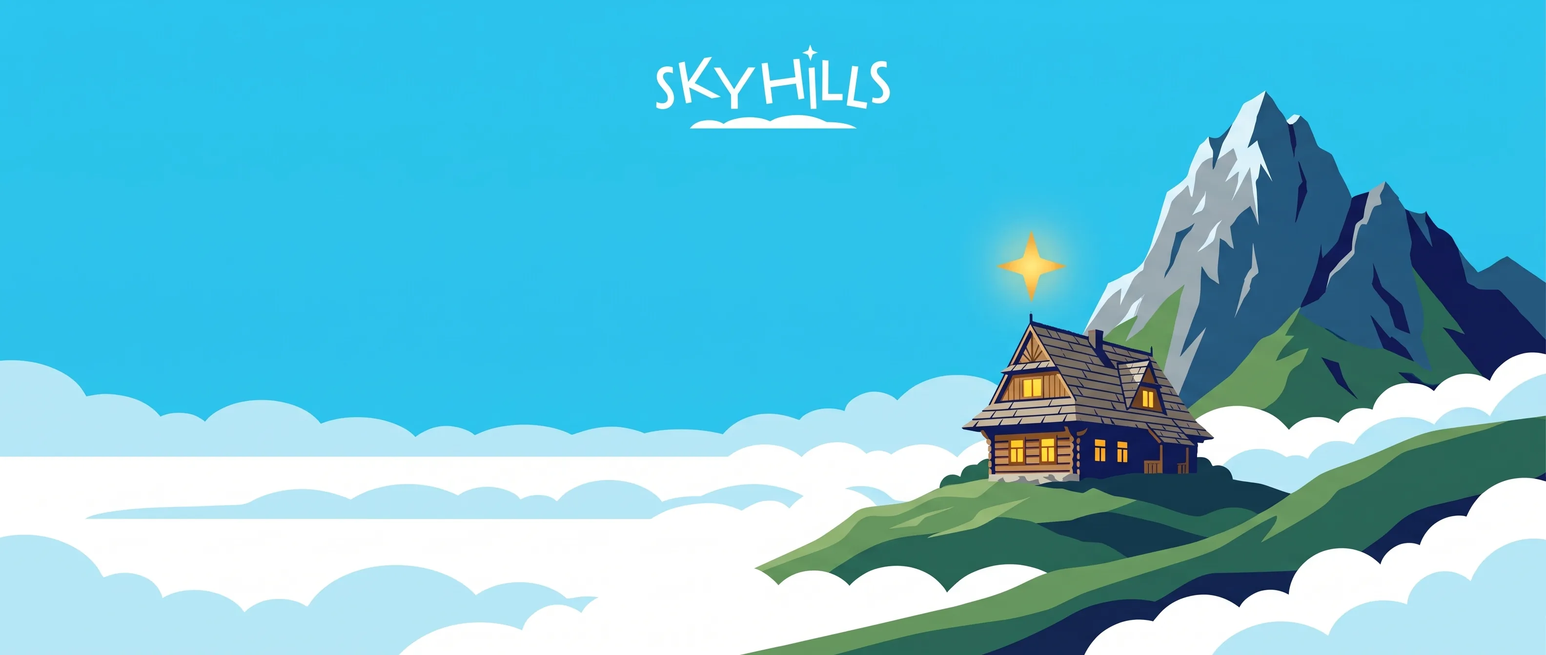 Górska panorama Tatr z drewnianym domem ponad chmurami SkyHills Casino